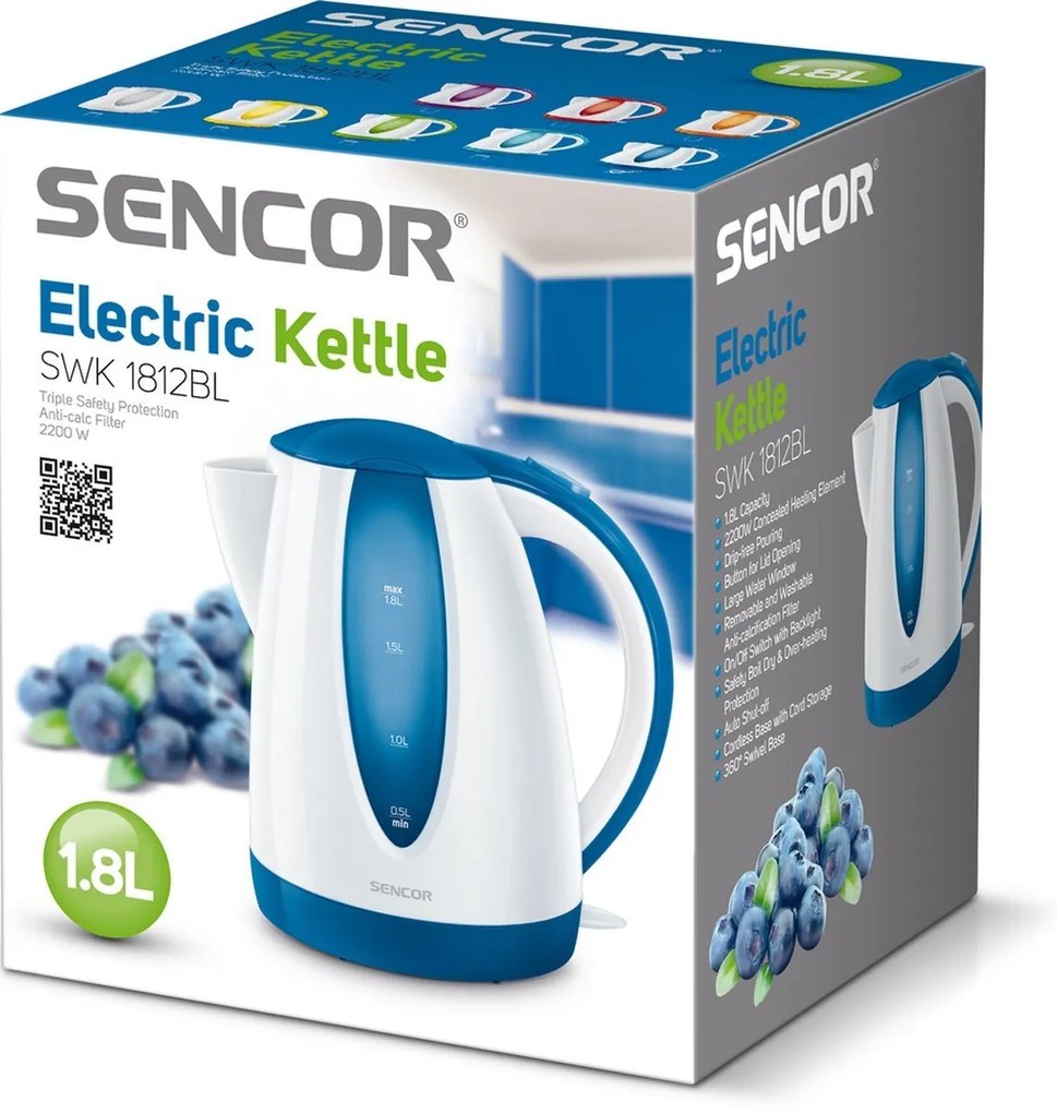 Sencor SWK 1812BL elektromos vízforraló, kék színű