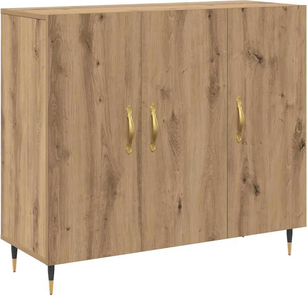 vidaXL Széf Artisan tölgy 90 x 34 x 80 cm Faanyag