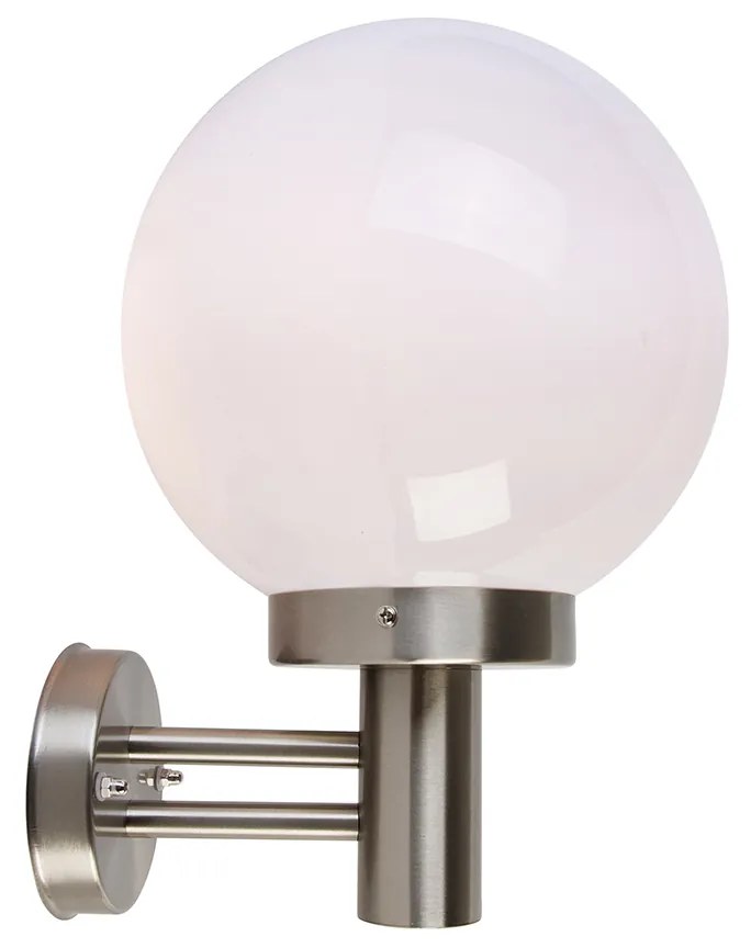 Modern kültéri fali lámpa rozsdamentes acél műanyag gömbbel IP44 - Sfera