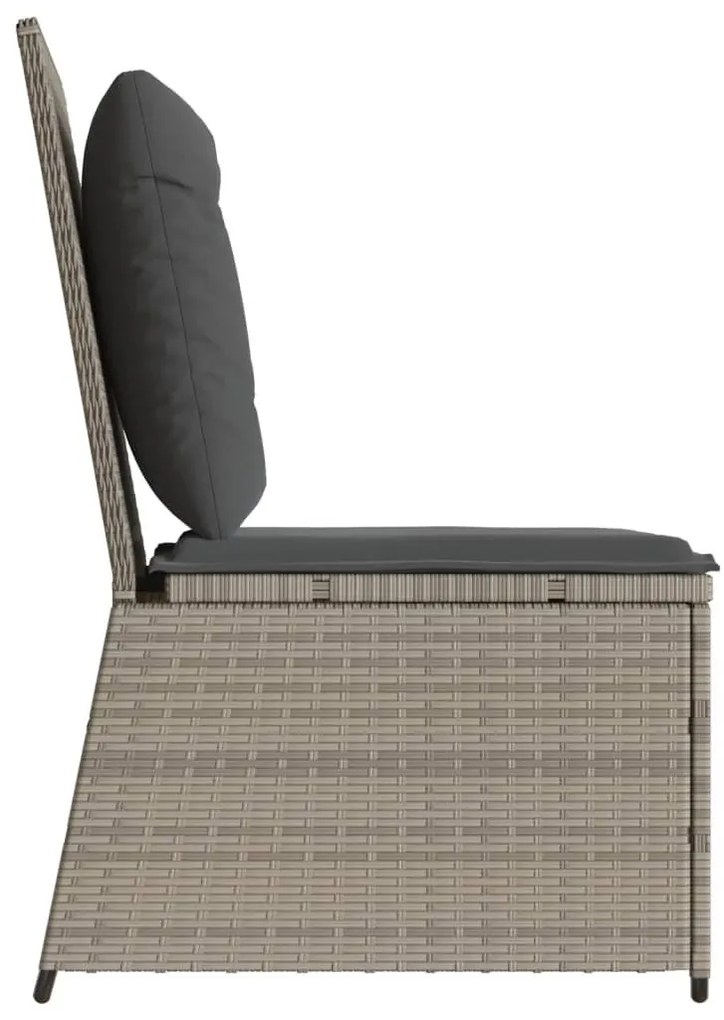 világosszürke polyrattan dönthető kerti kanapé párnákkal