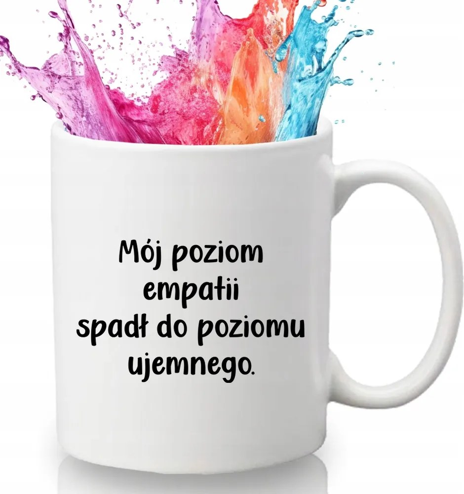 Bögre Fehér 330 ml Kerámia Ajándék Humor Vicces Minta Empátia Szint