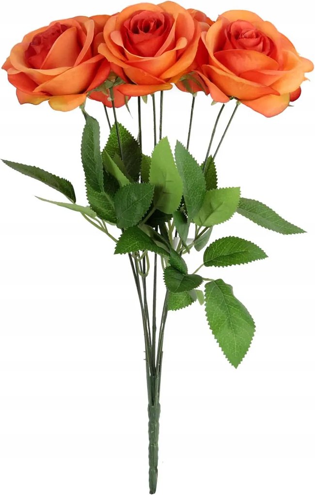 Csokor 9 Rózsa 44CM Narancssárga Színű Művirág Nád Kompozíció