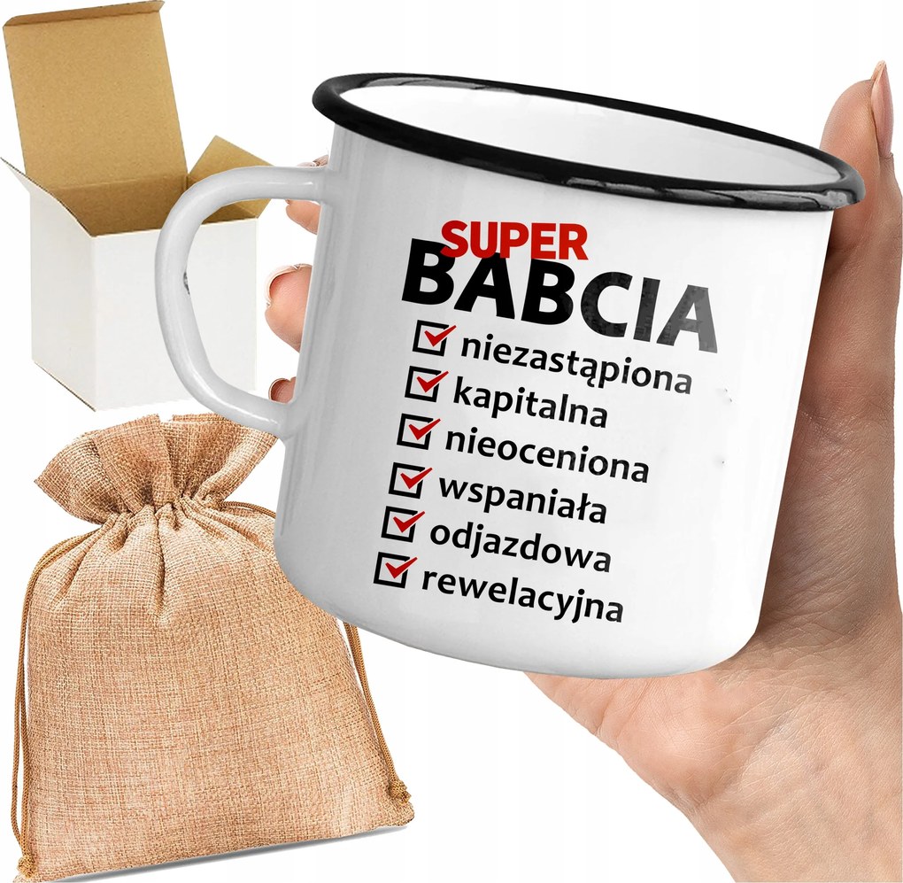 Bögre_emalin Nyomott Mintás Nagymama Ajándék Nagymama