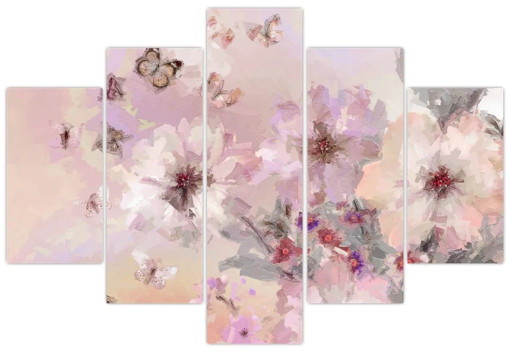 Kép - Művészeti kollázs pillangókkal (150x105 cm)