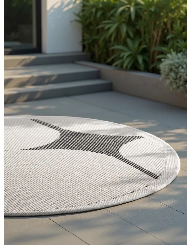 Fekete-fehér kerek kültéri-beltéri szőnyeg ø 160 cm Duet Bowen – NORTHRUGS