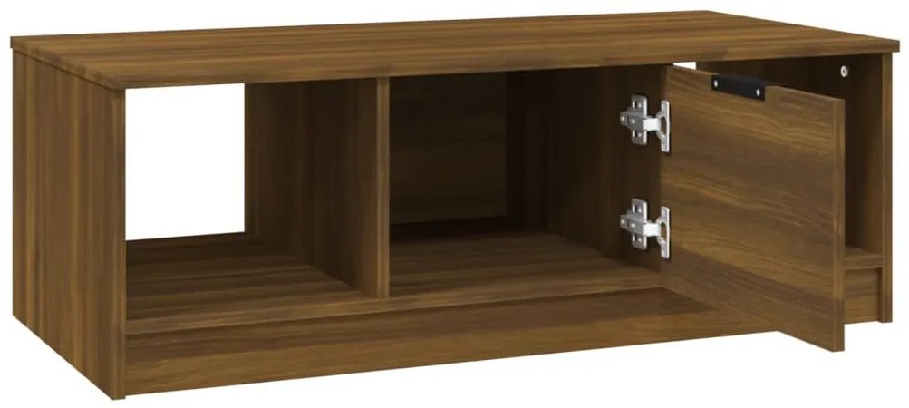 Barna tölgyszínű szerelt fa dohányzóasztal 102 x 50 x 36 cm