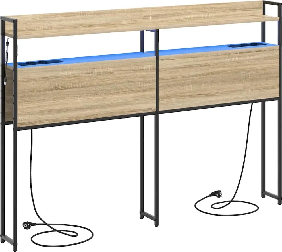 vidaXL Tároló fejtámla sonoma tölgy 140,5 x 15 x 98 cm Faanyag