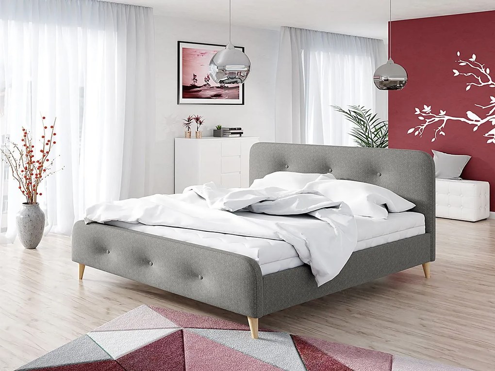 Franciaágy 140 cm Lomaha New (szürke) (ágyráccsal). 1104167