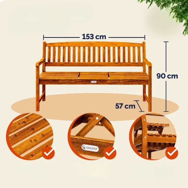 Deuba Kerti pad asztalkával 153 cm - eukaliptusz