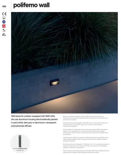 Redo 90425 - LED Kültéri fali lámpa POLIFEMO LED/8W/230V IP65 fehér