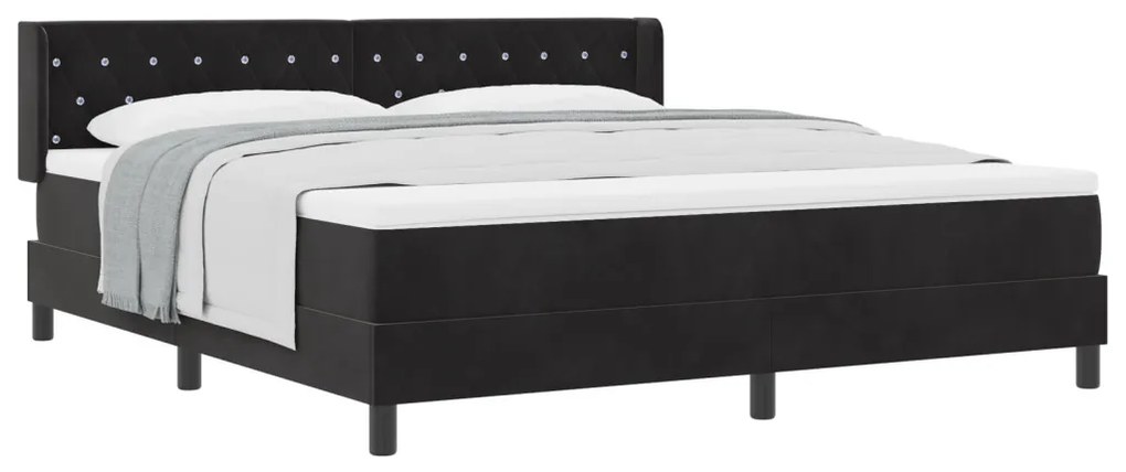 Boxspring Ágy Matrac Alappal Fekete 180x200 cm Bársonyos