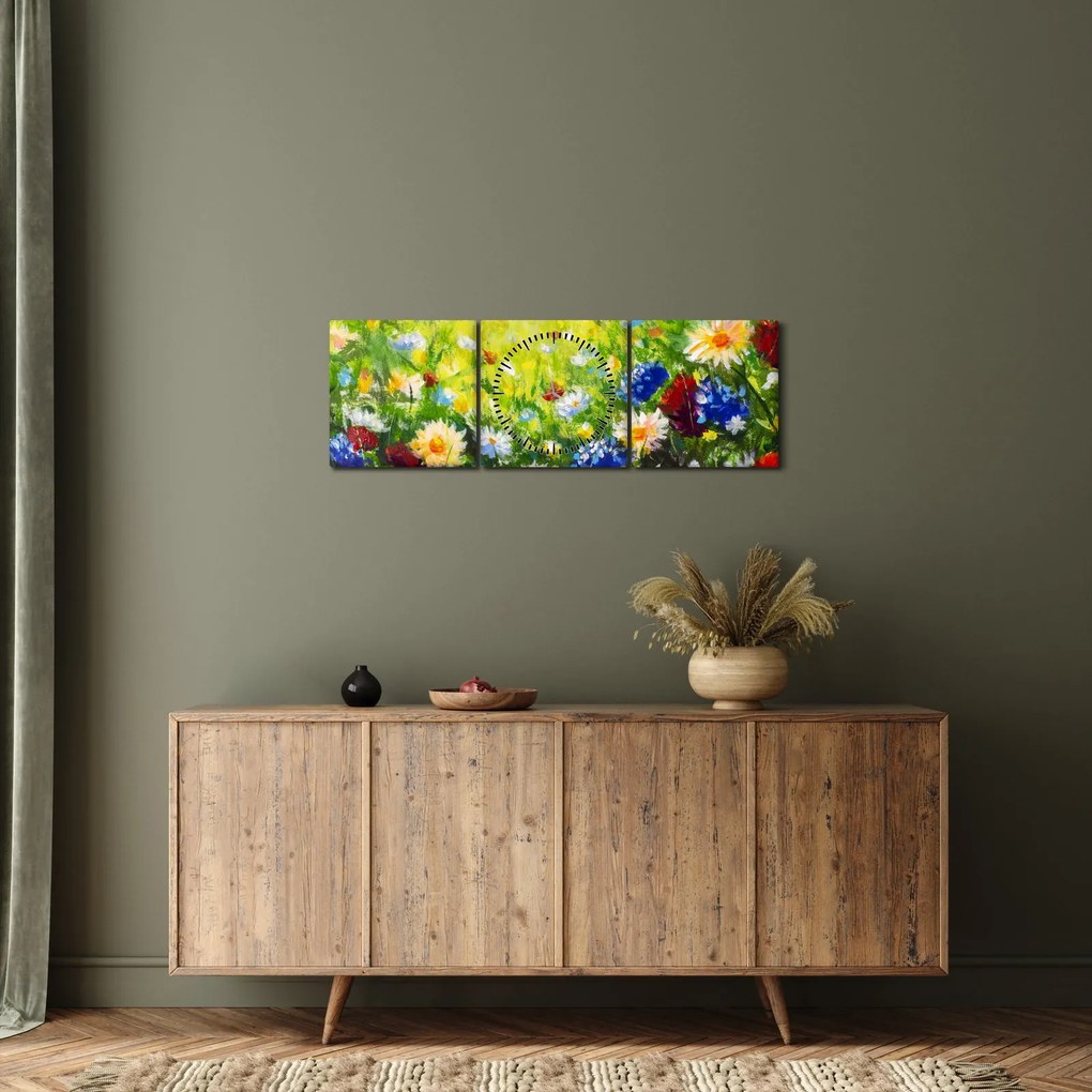 Vadvirágok képe (órával) (90x30 cm)