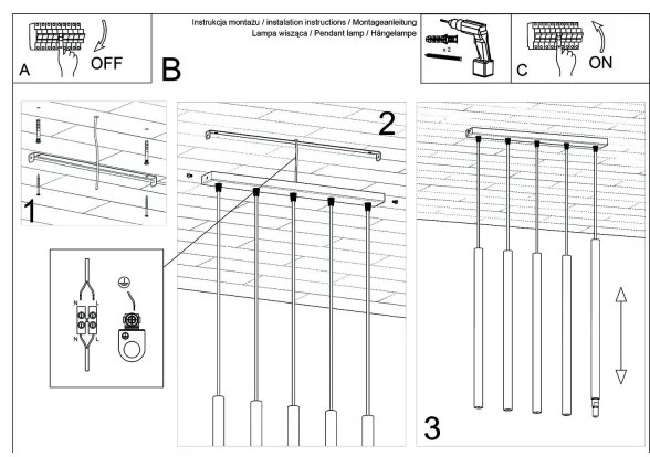 Sollux SL.1269 - Csillár zsinóron PASTELO 5xG9/8W/230V fa