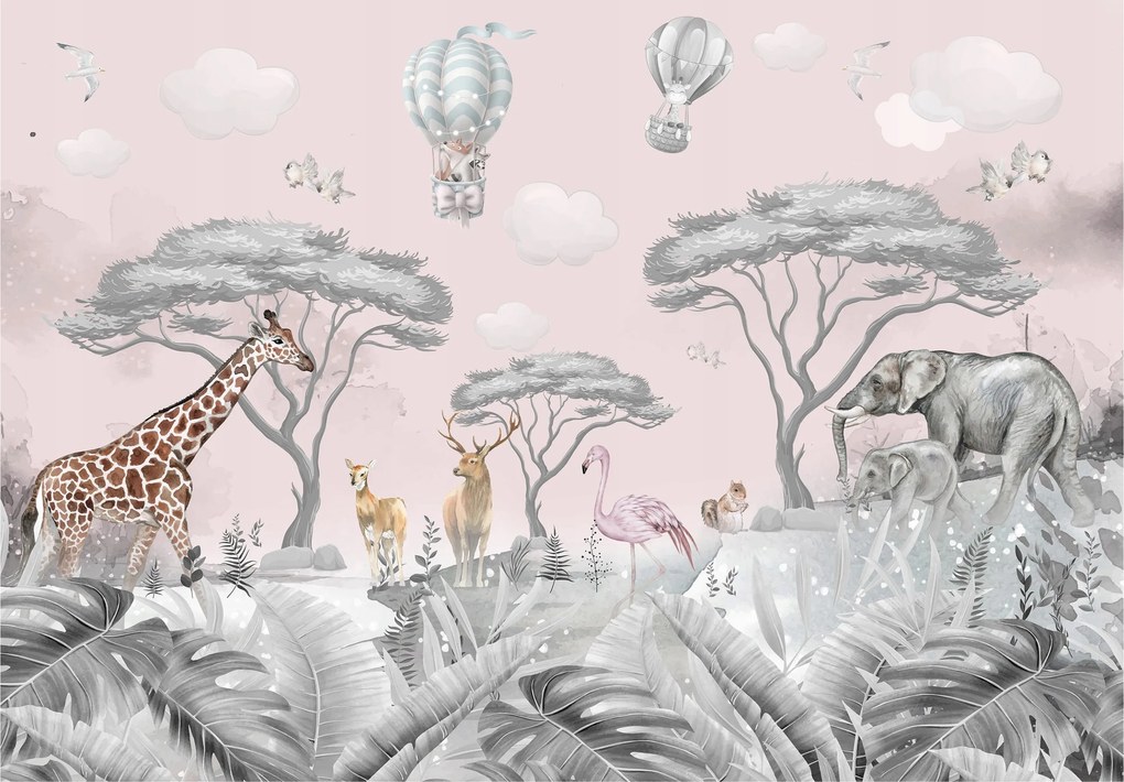 Gyerek fotótapéta Safari pasztell állatok 368x254 vinil +ragasztó