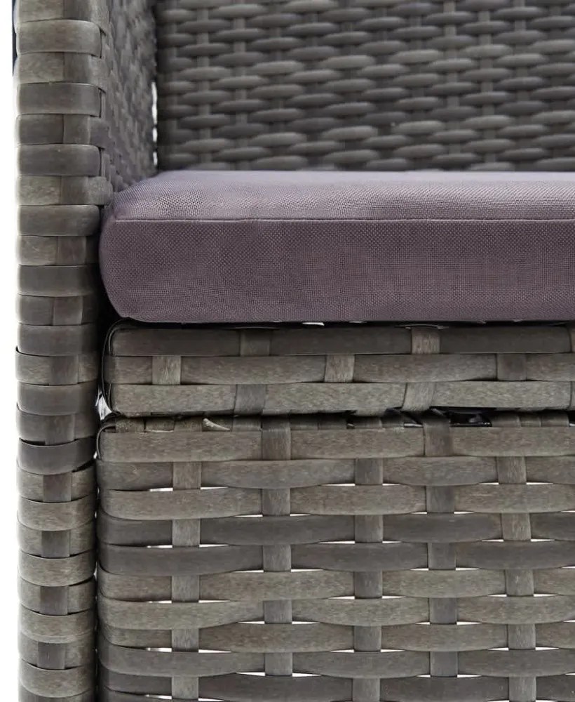 3 részes szürke polyrattan kerti étkezőgarnitúra párnákkal