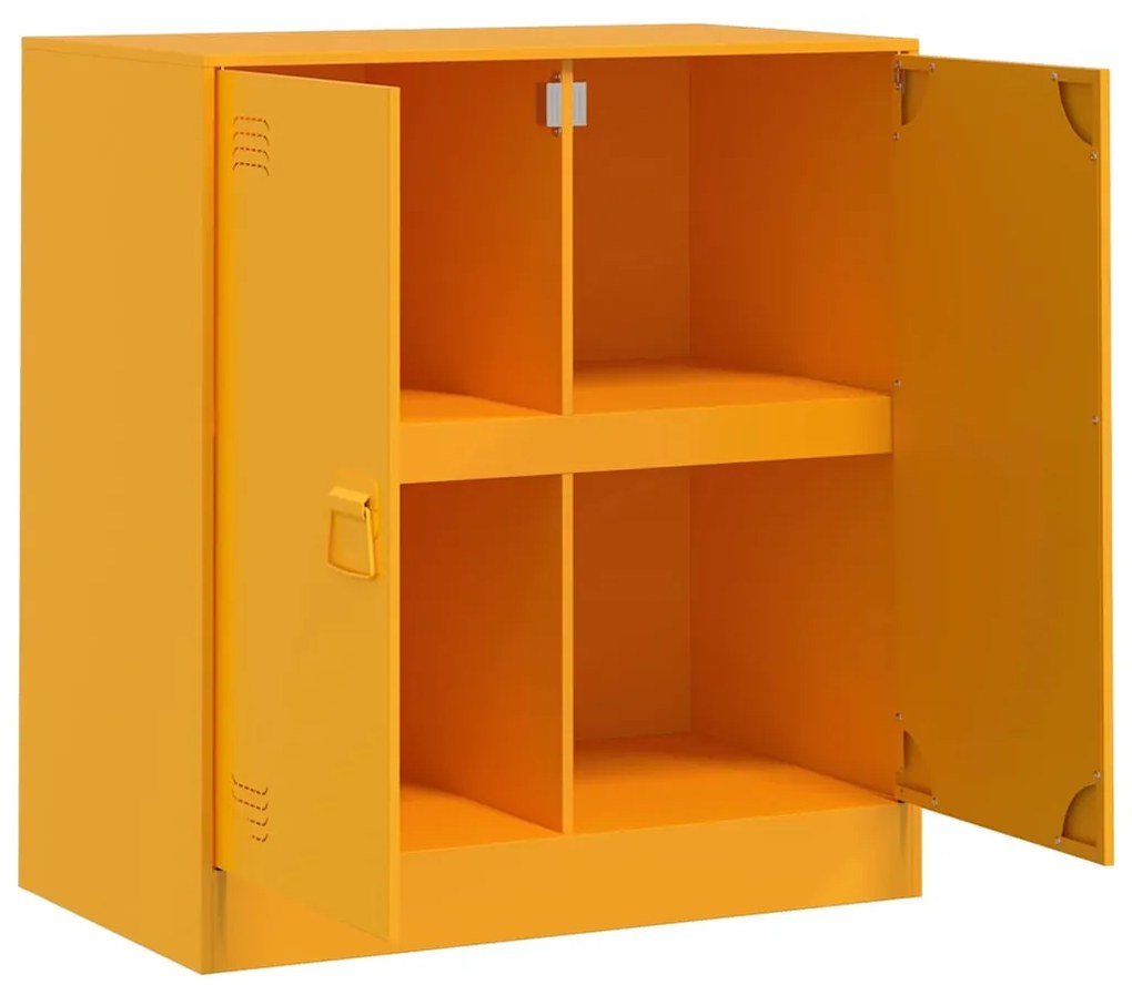 vidaXL mustársárga acél tálalószekrény 67 x 39 x 73 cm