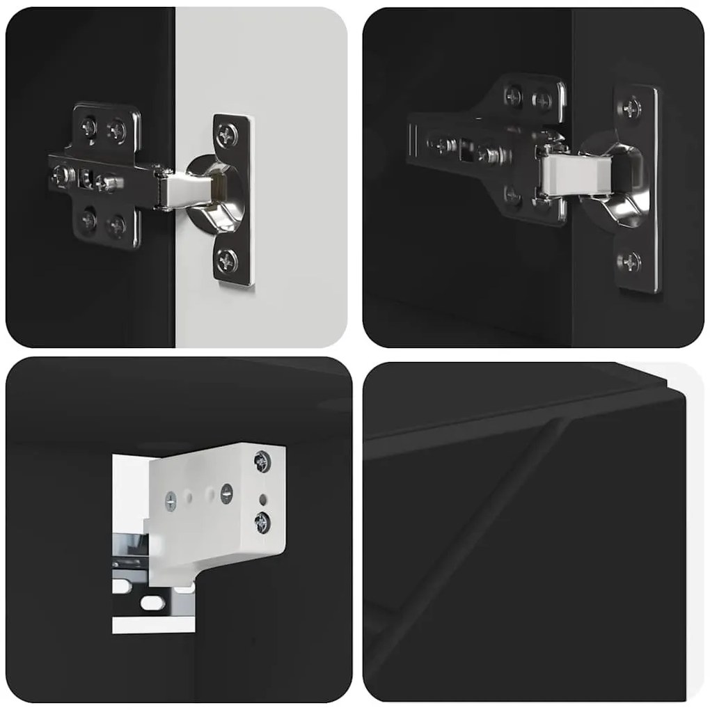 Fürdőszobai tükörszekrény Fekete 80 x 17 x 55 cm Faanyag