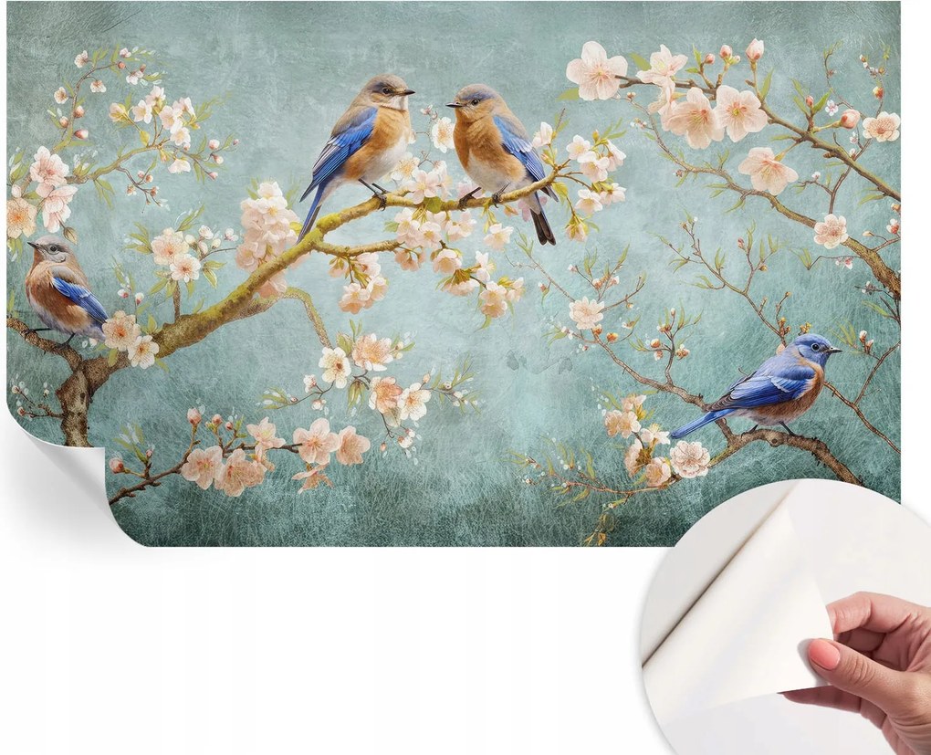 Dekoratív Öntapadós Tapéta Divatos Minták Tavaszi madarak 416x254 cm