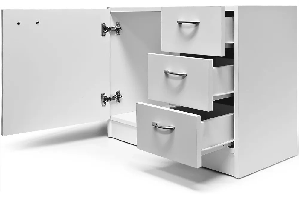 SILKE mosdó alatti szekrény 3 fiókkal, 63x30x54cm, fehér Casaria