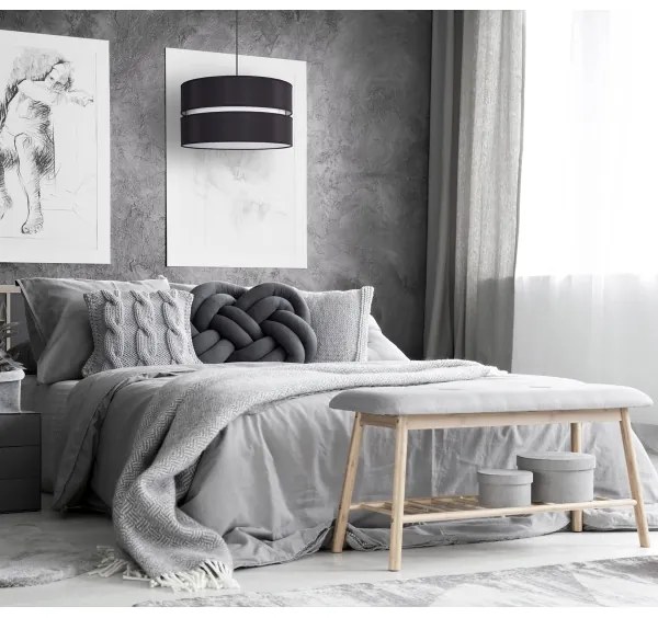 Duolla - Csillár zsinóron DUO 1xE27/15W/230V átm. 40 cm fekete/fehér