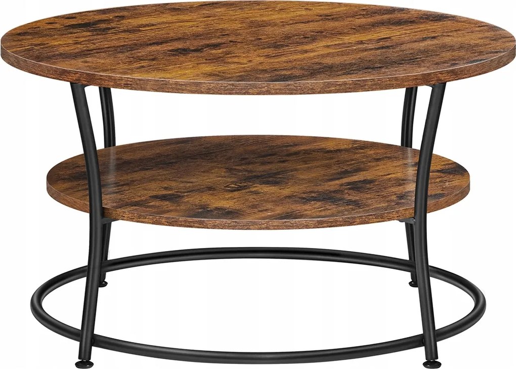 Dohányzóasztal kerek koktélasztal polccal ipari design