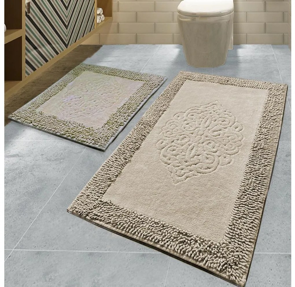 2x Fürdőszobai szőnyeg PIANTE 60x100 cm barna készlet