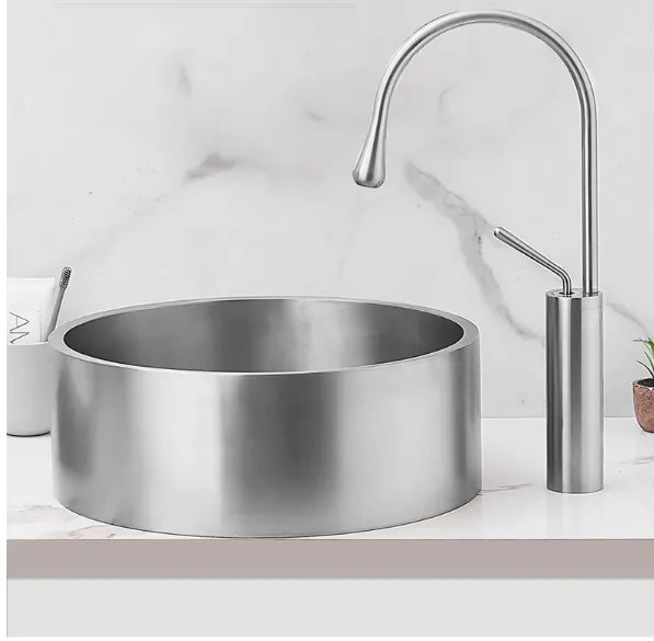 ROUND 40 kerek szatén acél mosdókagyló KLIKK DUGÓVAL