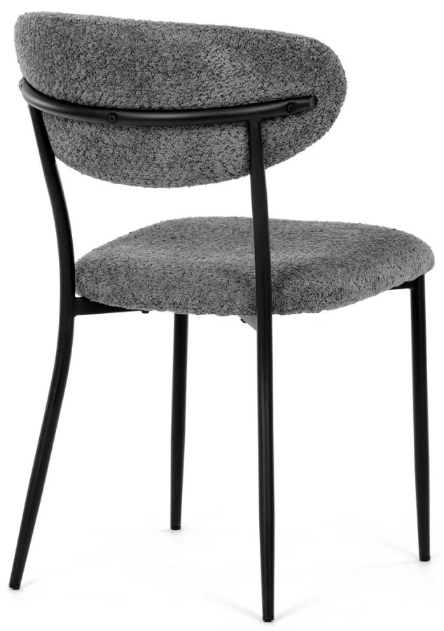 Scaun de sufragerie, stofa gri, picioare metalice negre