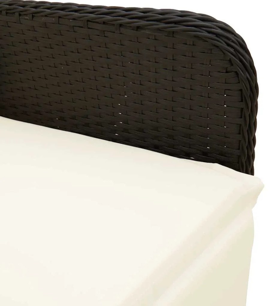 9 részes fekete polyrattan kerti bisztrógarnitúra párnákkal