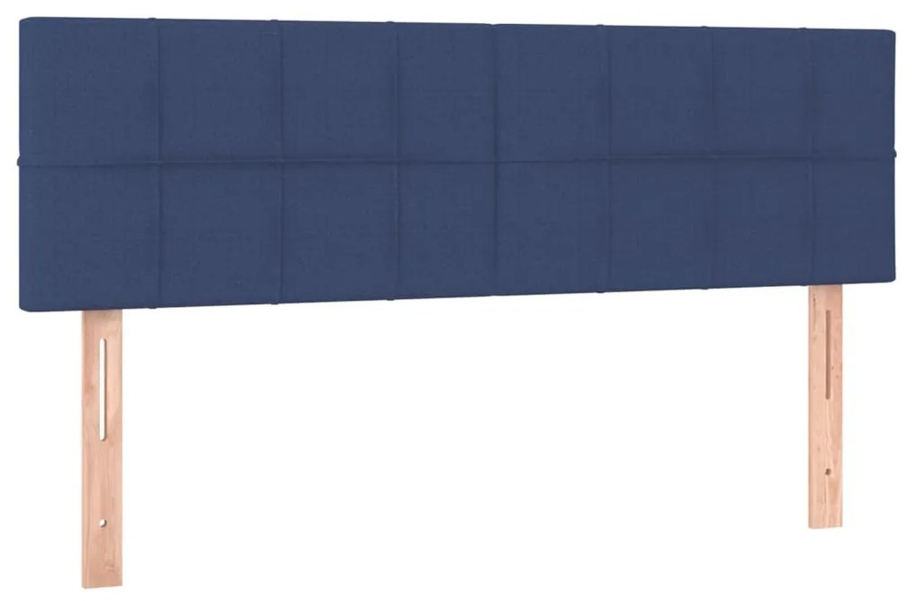 kék szövet rugós és LED-es ágy matraccal 140x200 cm