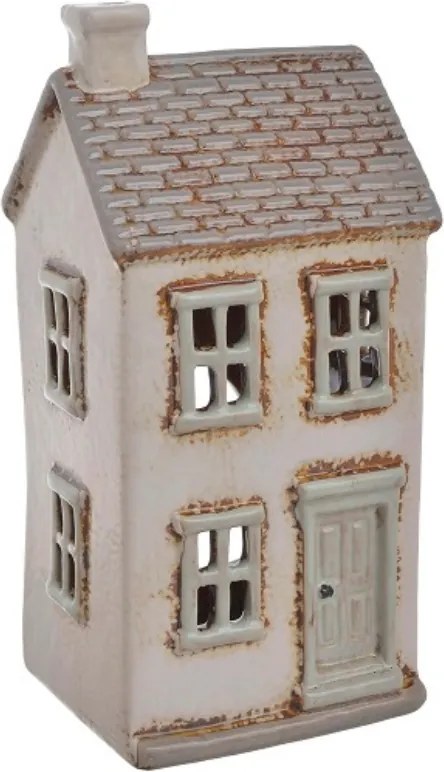 Kerámia házikó szürke lampion gyertyatartó