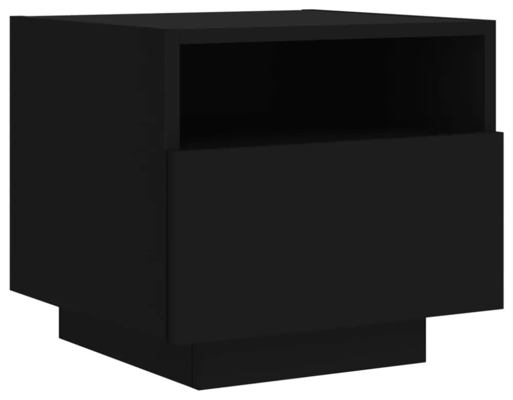 2 db fekete éjjeliszekrény LED-világítással 40 x 39 x 37 cm