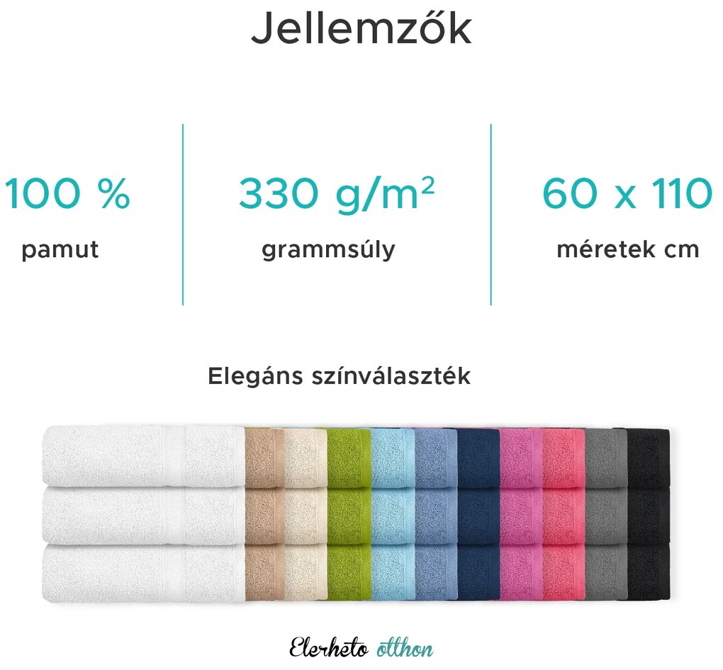 CLARYSSE ELEGANCE törölköző 60x110 cm antracit, 100% pamut