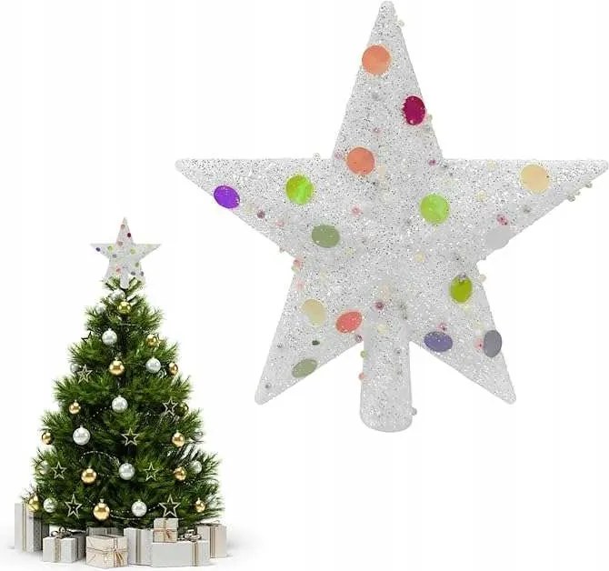 Karácsonyfa csillag 20 cm karácsonyfadísz fehér