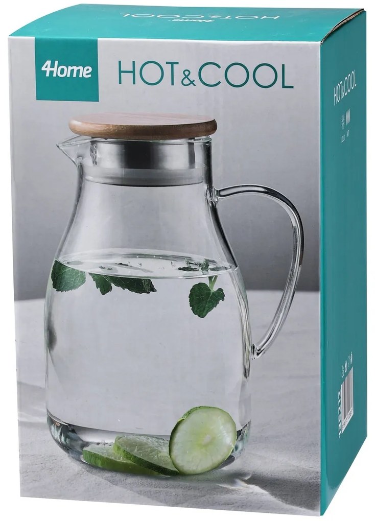 4Home Hot&Cool üveg kancsó Bamboo fedéllel, 1,7 l