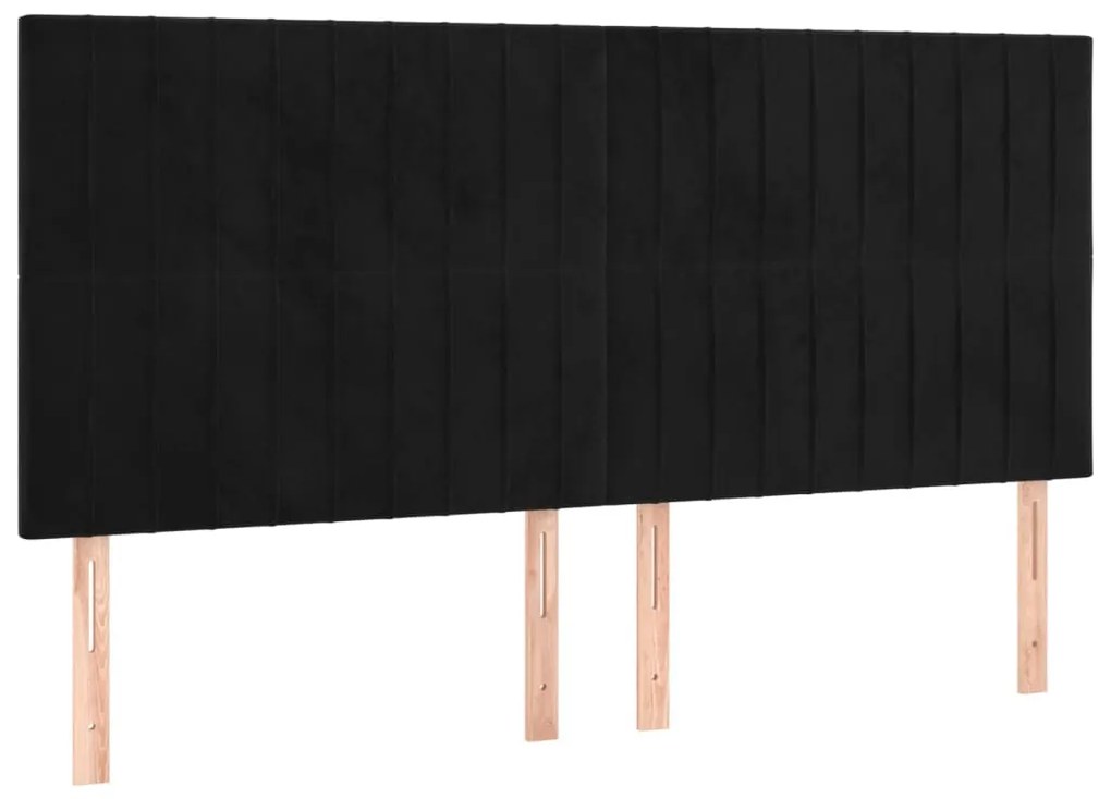 fekete bársony LED-es fejtámla 200x5x118/128 cm