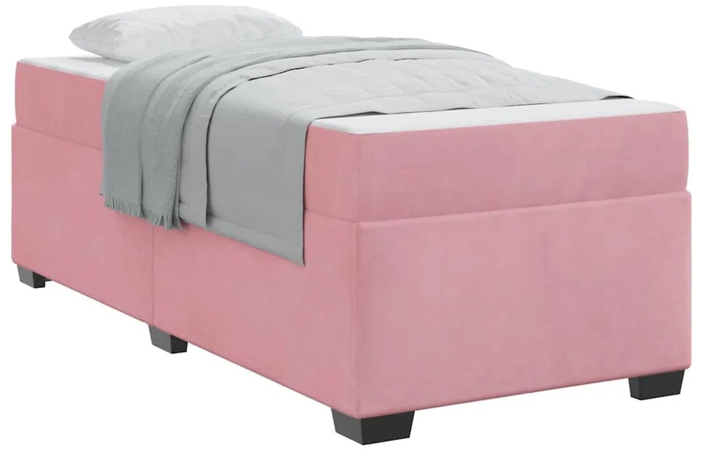 Ágykeret matraccal matracmal Rózsaszín 90 x 190 cm Bársony