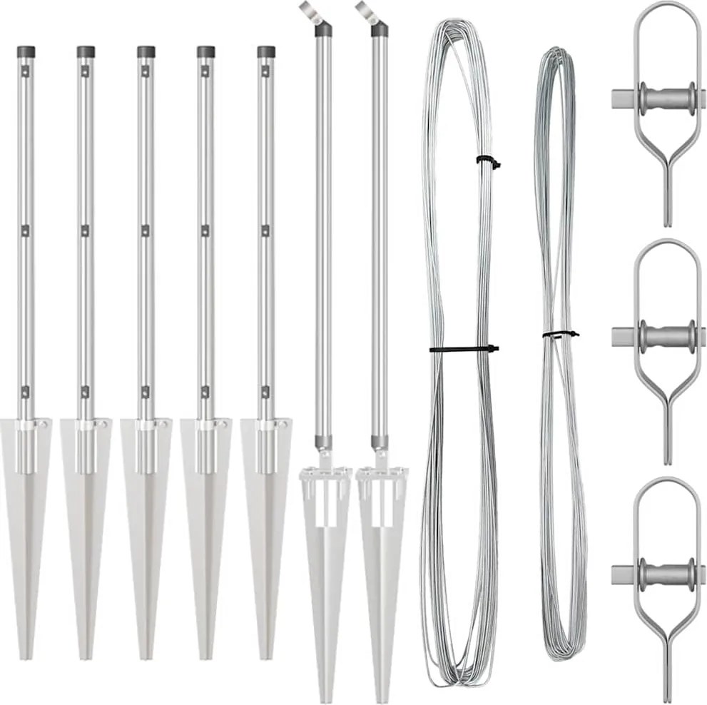 vidaXL Kerítésoszlop 7 pcs Ezüst Acél