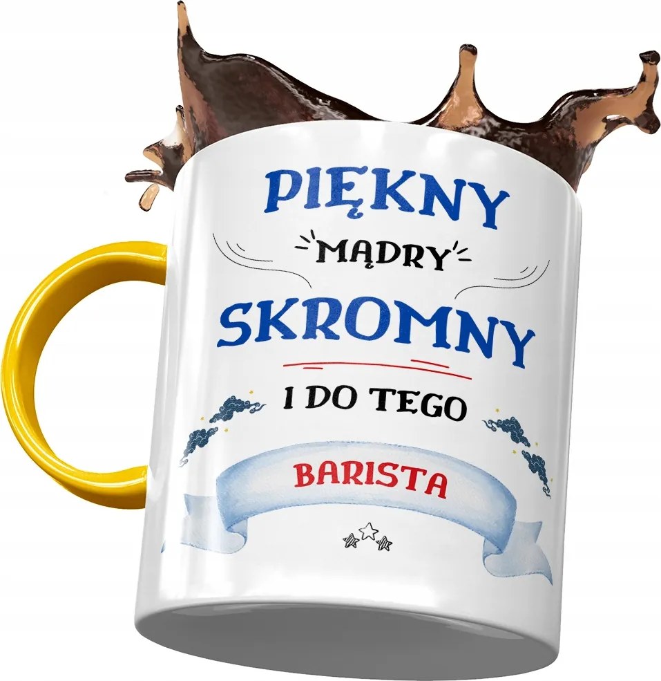 Sárga Bögre Barista Gyönyörű Okos Szerény Nyomtatott Fotóval