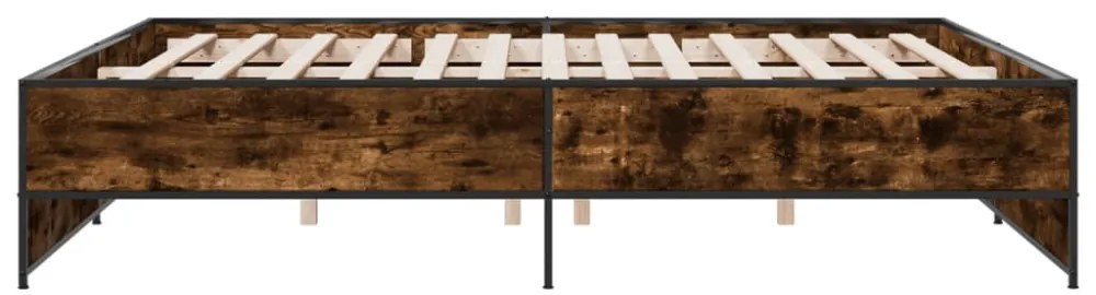 füstös tölgy színű szerelt fa és fém ágykeret 180 x 200 cm