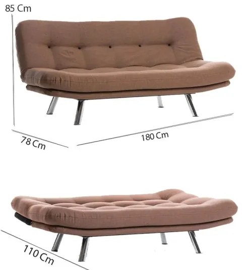 BINA kétszemélyes kihúzható kanapéágy – világosbarna