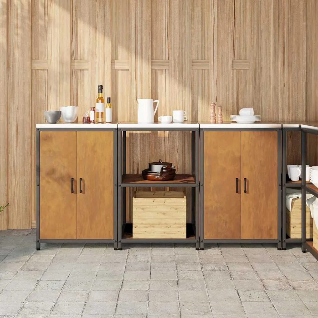 Konyhai Tároló Készlet polcokkal 3 pcs Rozsdás 180 x 50 x 92 cm