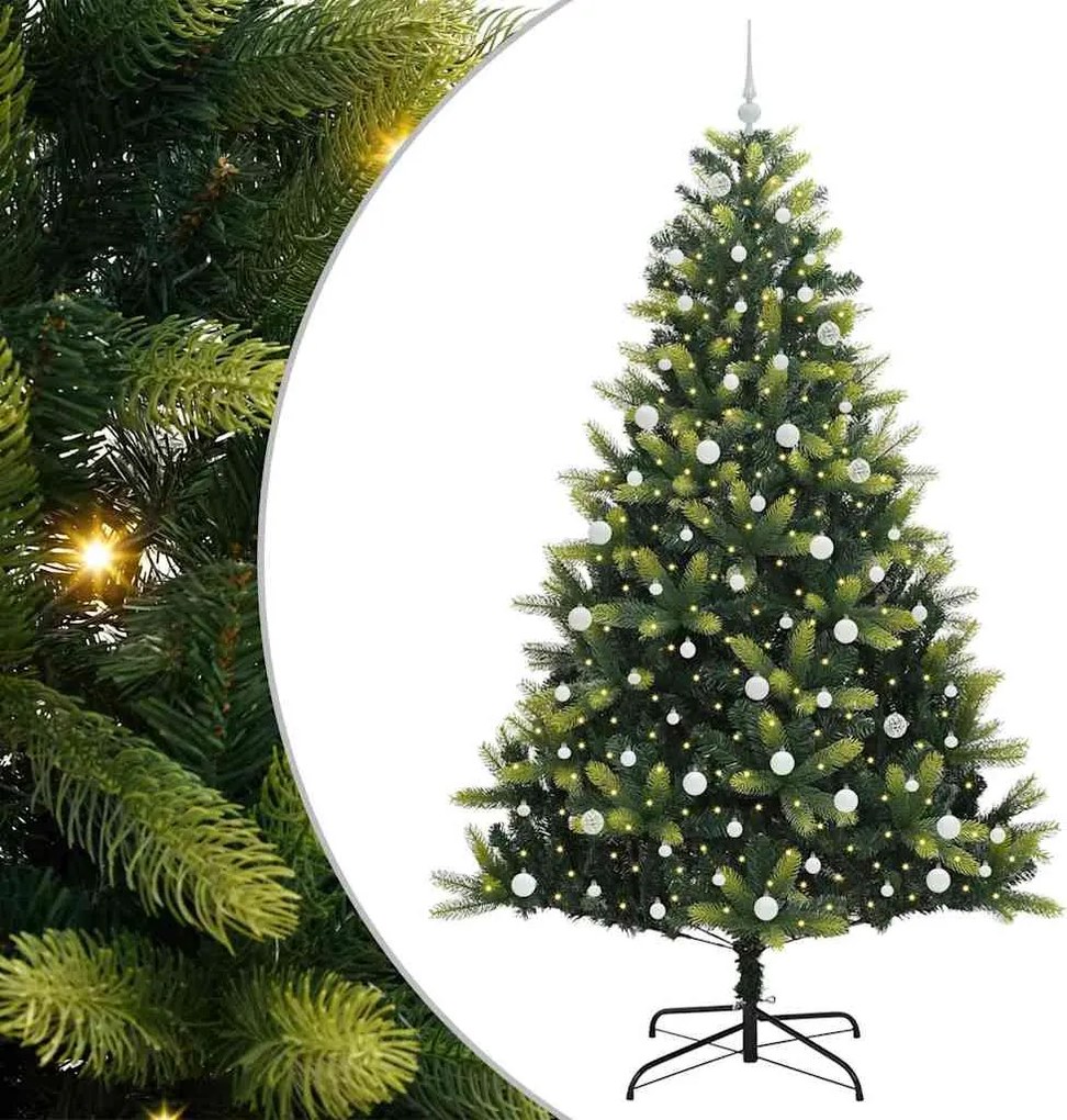 vidaXL Mesterséges Hajlított Karácsonyfa 300 LED-del Zöld 240 cm