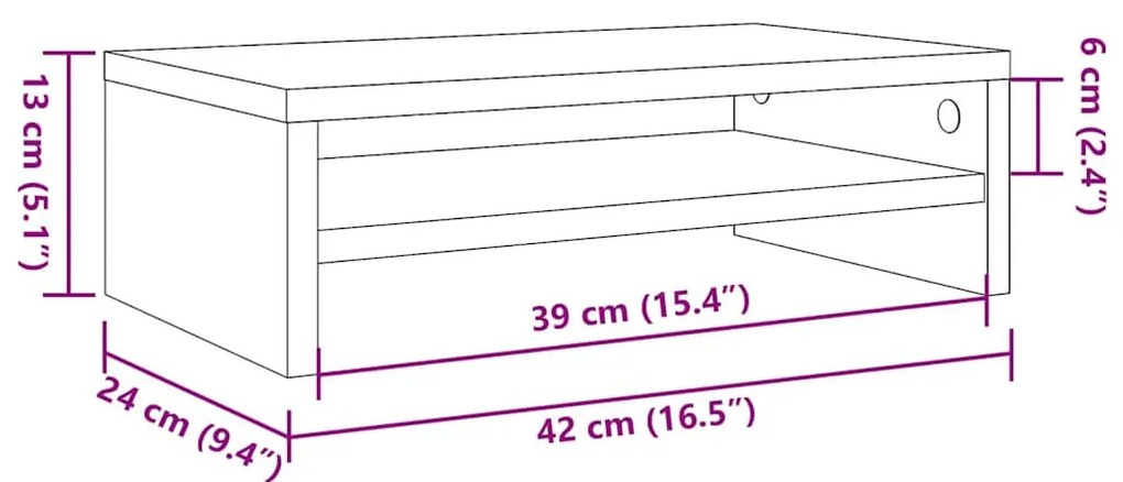 Régi fa forgácslap monitorállvány 42 x 24 x 13 cm