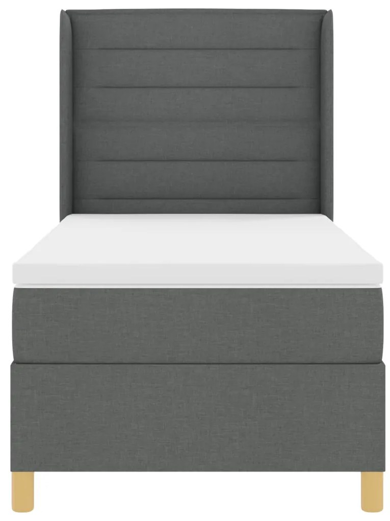 Boxspring Ágy Matrac és LED sötétszürke 90x200 cm Szövet