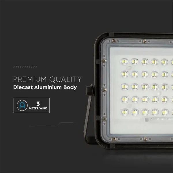 LED Kültéri napalemes reflektor LED/10W/3,2V IP65 4000K fekete + + távirányító