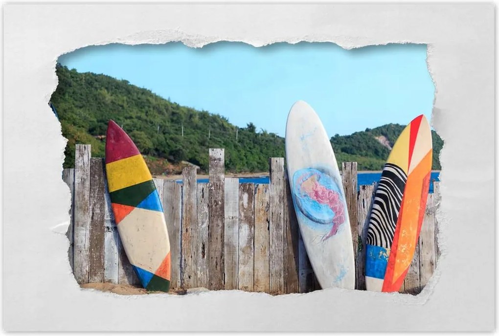 Poszterek 90x60 Szörfdeszkák a tengerparton