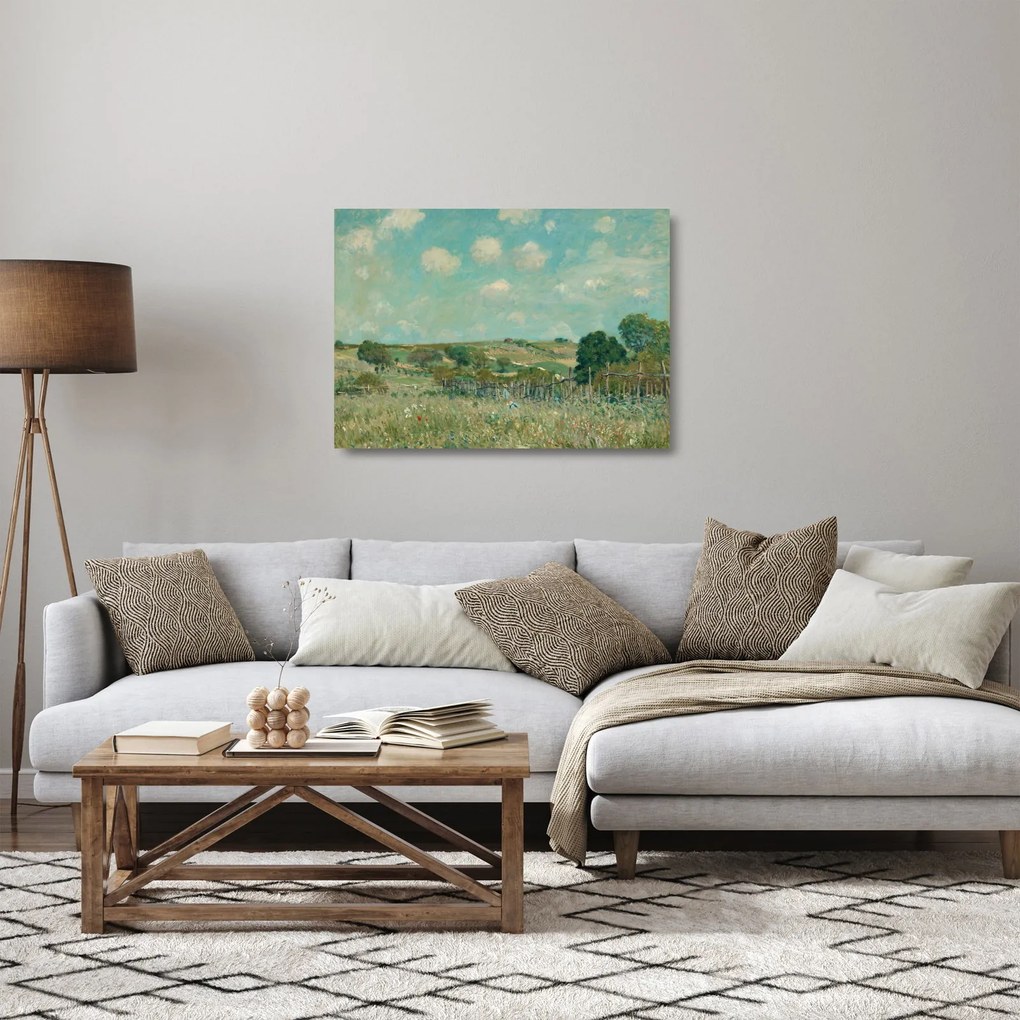 Üveg kép - Alfred Sisley,  Meadow, reprodukciók (70x50 cm)
