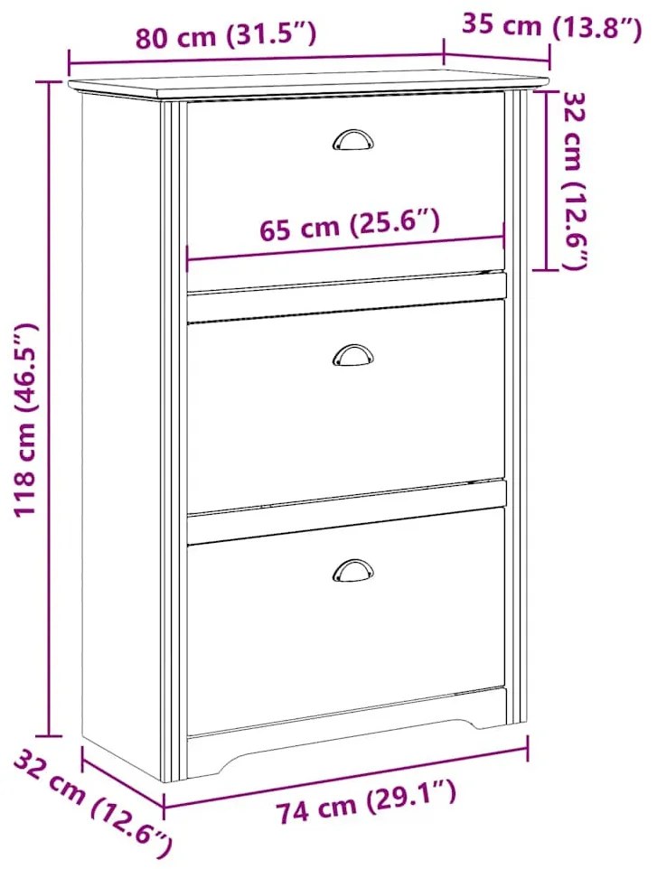 cipőállvány BODO&quot; Fehér 80x35x118 cm&quot;