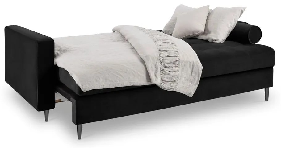 Santo fekete kinyitható bársonykanapé - Milo Casa